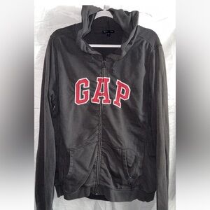 GAP Charcoal Jacket with pink Logo ruched zip large